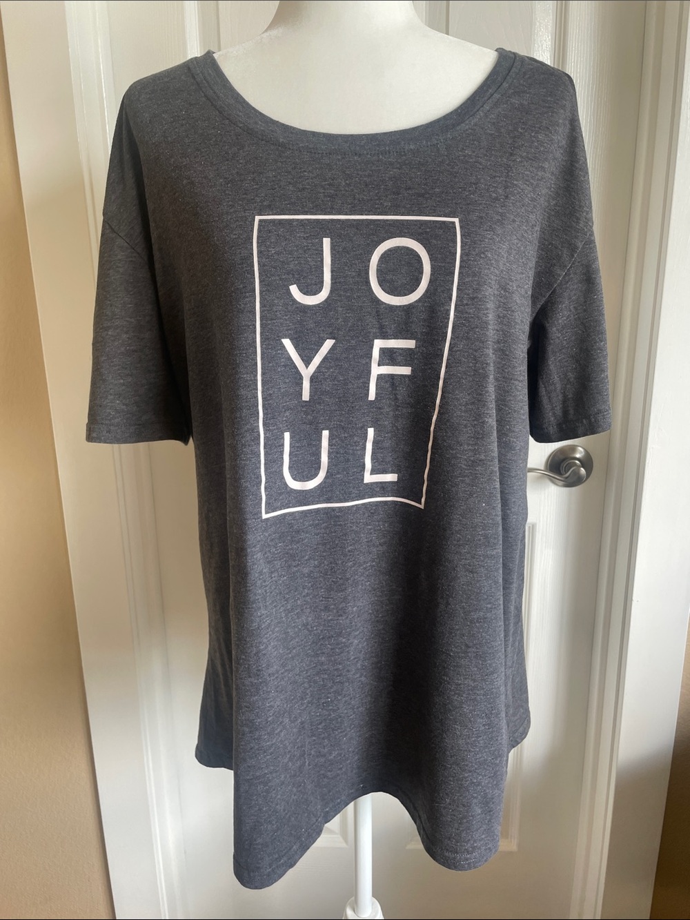 JOYFUL Graphic Scoop Neck Women’s Top - Charcoal